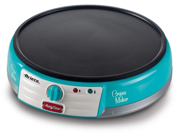 Уред за палачинки Ariete PARTY TIME 0202/01, 1000W, Незалепващо покритие, Лесно почистване, Индикатор за готовност, Тюркоаз