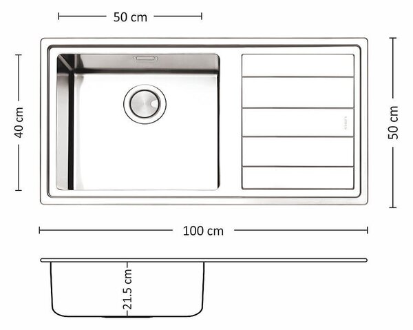 Leks MEGA BB 100.1 R/L TI Кухненска мивка за вграждане