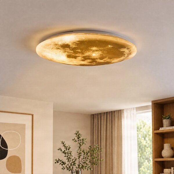 Trio Lighting LED осветление за таван Lunar с дистанционно управление 60cm, Затъмняване, Бял, Дневна/трапезария, Пластмаса, Модерен