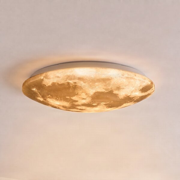 Trio Lighting LED осветление за таван Lunar с дистанционно управление 40cm, Затъмняване, Бял, Дневна/трапезария, Пластмаса, Модерен
