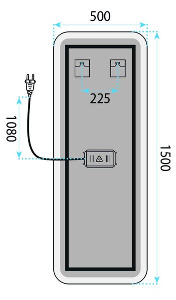 Огледало LED 150x50cm MOL-SQ