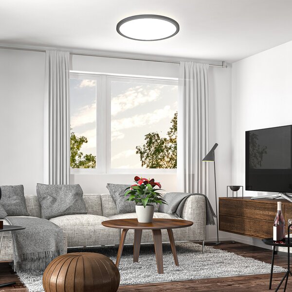 B.K. Licht LED панел Slim Remote RGBW, Ø 42 cm, черен, задно осветление, Затъмняване, Черен, кабинет / офис, Пластмаса
