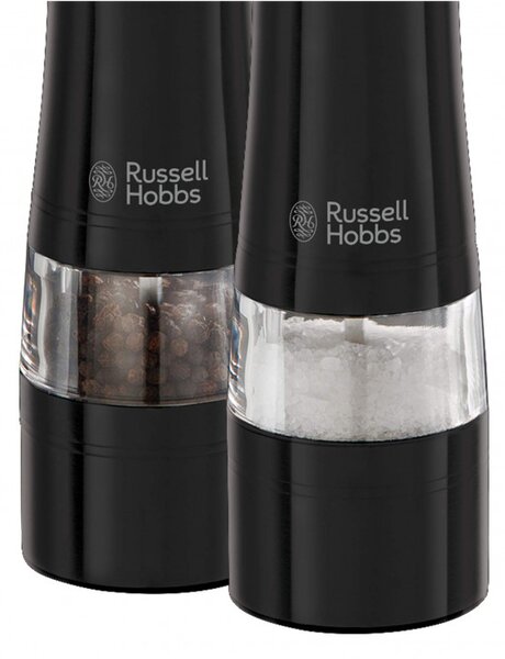 Електрически мелнички за сол и пипер Russell Hobbs Black 28010-56, Керамичен механизъм, LED, Черен