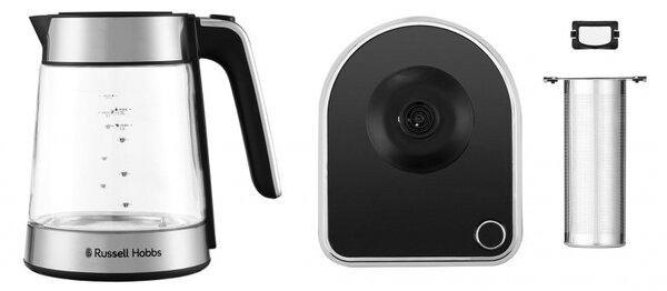 Електрическа кана Russell Hobbs Attentiv 26200-70, 3000W, 1.7 l, Инфузер, Температурен контрол, Таймер, Инокс/черен