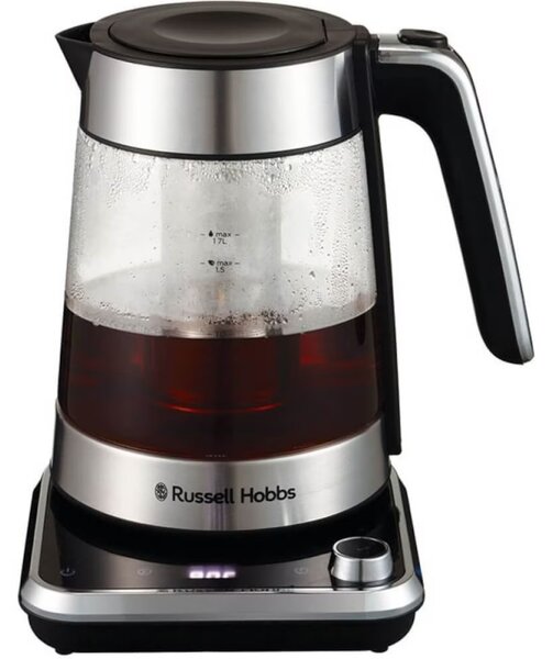 Електрическа кана Russell Hobbs Attentiv 26200-70, 3000W, 1.7 l, Инфузер, Температурен контрол, Таймер, Инокс/черен