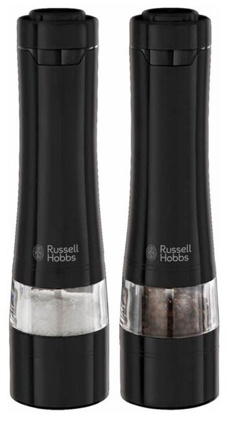 Електрически мелнички за сол и пипер Russell Hobbs Black 28010-56, Керамичен механизъм, LED, Черен