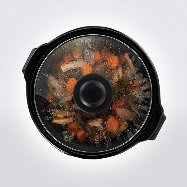 Уред за бавно готвене Slow Cooker Russell Hobbs Compact Home 25570-56, 145W, 2 л, 3 темп. настройки, Керамичен съд, Без BPA и PFAS, Черен/инокс