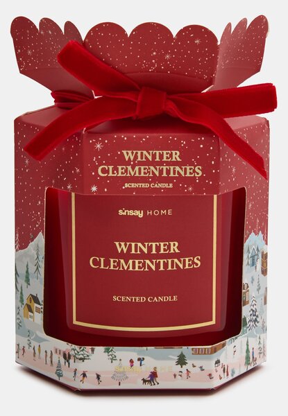Sinsay - Ароматна свещ с празничен мотив Winter Clementines - червeн