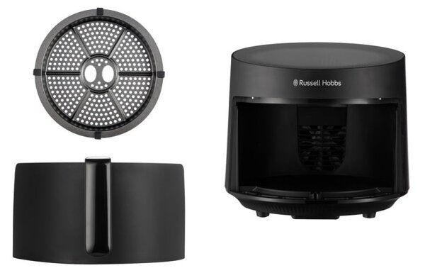 Фритюрник с горещ въздух Russell Hobbs SatisFry Panoramic 27420-56, 1650W, 5.5 л, 10 програми, Дигитален LED дисплей, Термостат, Таймер, Черен