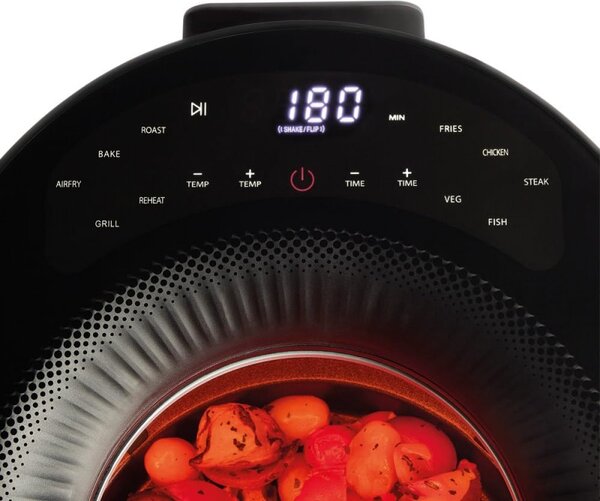 Фритюрник с горещ въздух Russell Hobbs SatisFry Panoramic 27420-56, 1650W, 5.5 л, 10 програми, Дигитален LED дисплей, Термостат, Таймер, Черен