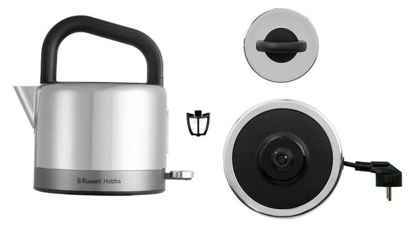 Електрическа кана Russell Hobbs Distinctions Titanium 26422-70, 2400W, 1.5 л, Бързо завиране, Миещ се филтър против котлен камък, 360° основа, Защити, Инокс/титан