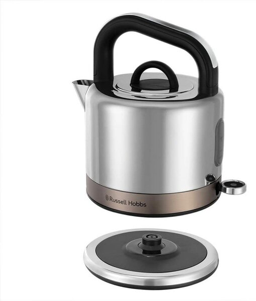Електрическа кана Russell Hobbs Distinctions Titanium 26422-70, 2400W, 1.5 л, Бързо завиране, Миещ се филтър против котлен камък, 360° основа, Защити, Инокс/титан
