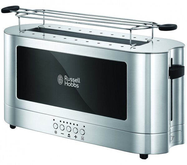 Тостер за хляб Russell Hobbs Elegance 23380-56, 1420W, 2 филии, 6 степени, LED индикация, Lift & Look, Инокс/черен