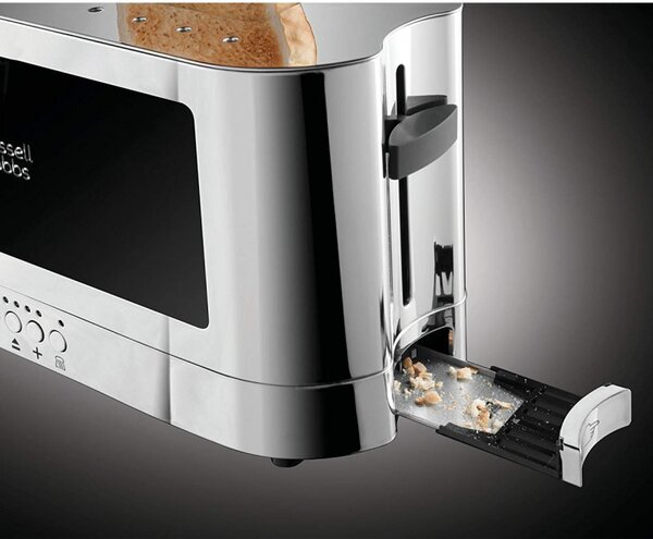 Тостер за хляб Russell Hobbs Elegance 23380-56, 1420W, 2 филии, 6 степени, LED индикация, Lift & Look, Инокс/черен