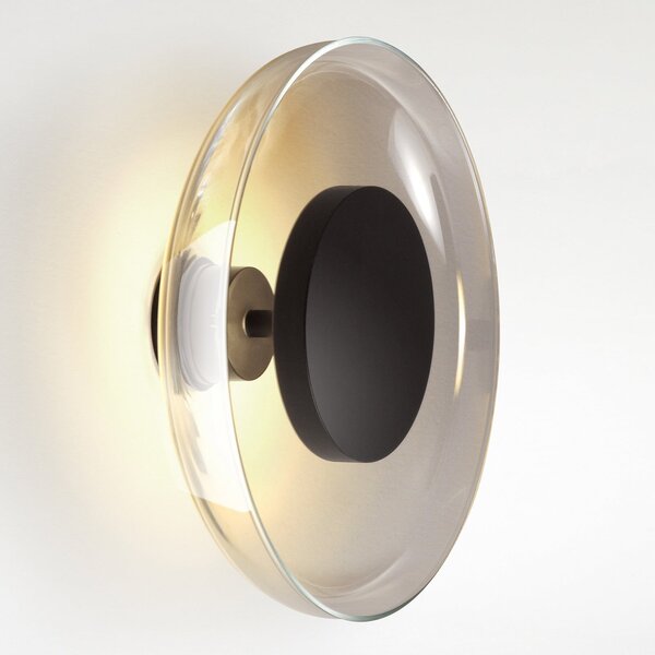 MARSET Aura LED стенна лампа, Ø 25 cm, димно сива, Затъмняване, Сив, Дневна/трапезария, Стъкло, Дизайн