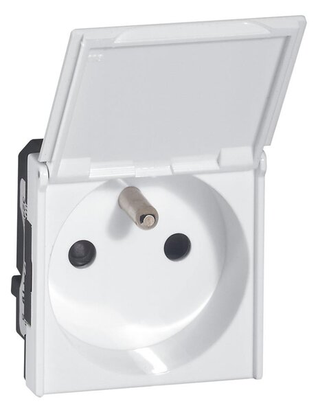 Legrand 077119 Kонтакт 2P+E с капачка Mosaic 2M френски стандарт с автоматични клеми бял - 077119