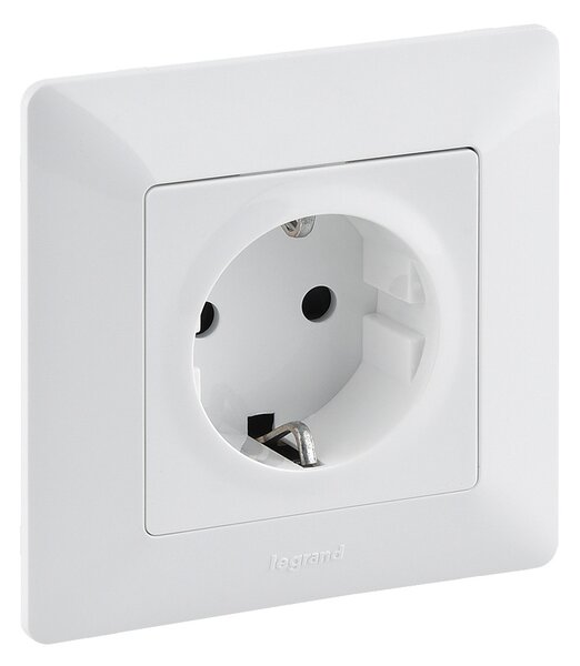Legrand 755740 Контакт Valena Life с рамка 2P+E Schuko 16A, авт. клеми, бял, - 755740