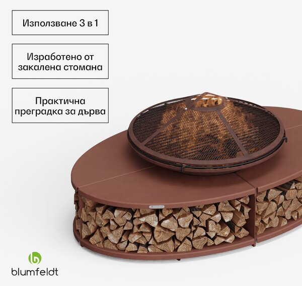 Blumfeldt Firebowl Ebeko 3 в 1 | може да се използва като скара или маса | скара за печене + предпазител от искри