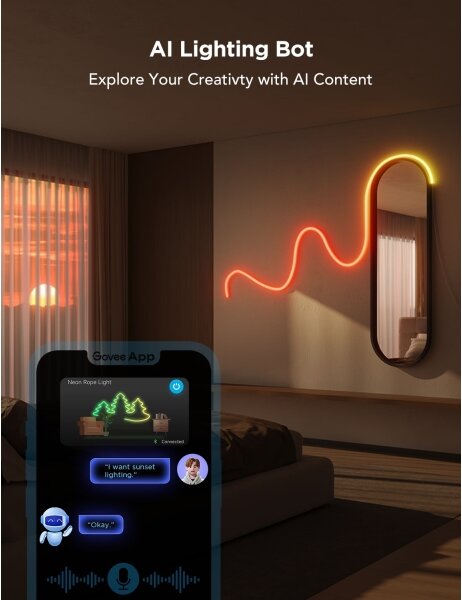 Govee - Neon 2 MATTER гъвкава LED лента 3m RGBIC Wi-Fi