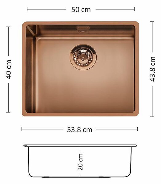 Leks FERRARA PLUS 500 U CU Кухненска мивка за вграждане