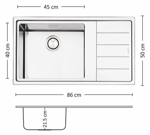Leks MEGA BB 86.1 R/L TI Кухненска мивка за вграждане