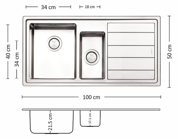 Leks MEGA 100.2 R/L TI Кухненска мивка за вграждане