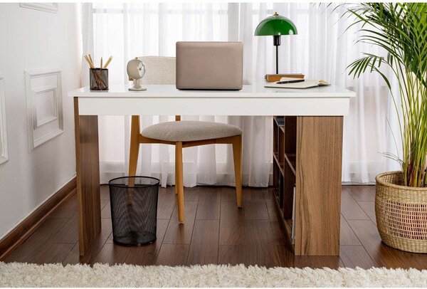 Работна маса с орехов декор 120x130 cm Vesper – Kalune Design