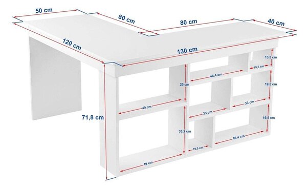 Работна маса с орехов декор 120x130 cm Vesper – Kalune Design