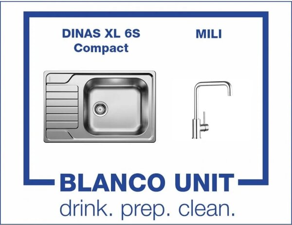 BLANCO DINAS XL 6S Compact и смесител BLANCO MILI хром Промо пакет мивка със смесител