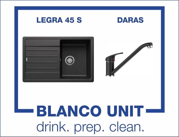 BLANCO LEGRA 45S и смесител BLANCO DARAS цвят Антрацит Промо пакет мивка със смесител