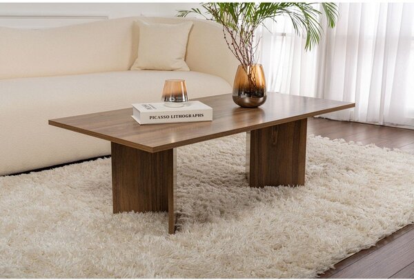 Тъмнокафява масичка за кафе с орехов декор 60x119 cm Sabin – Kalune Design