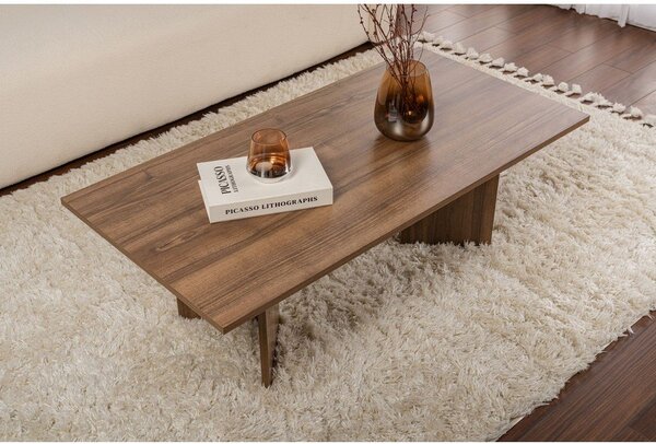 Тъмнокафява масичка за кафе с орехов декор 60x119 cm Sabin – Kalune Design