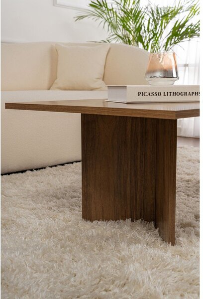 Тъмнокафява масичка за кафе с орехов декор 60x119 cm Sabin – Kalune Design