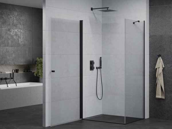 Mexen Pretoria душ кабина, отваряща се, 70 x 80 см, прозрачна, черна - 852-070-080-70-00