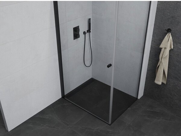 Mexen Pretoria душ кабина, отваряща се, 70 x 80 см, прозрачна, черна - 852-070-080-70-00