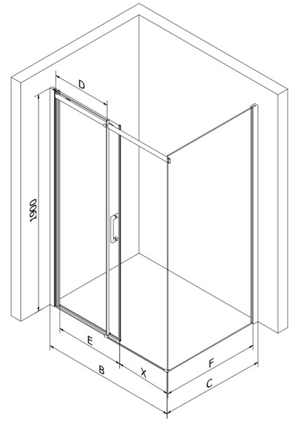 Mexen Omega плъзгаща се душ кабина 100 x 70 см, прозрачна, черна - 825-100-070-70-00