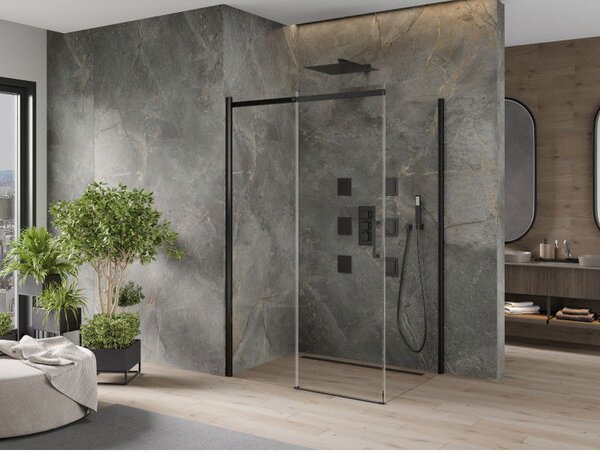 Mexen Omega плъзгаща се душ кабина 100 x 70 см, прозрачна, черна - 825-100-070-70-00