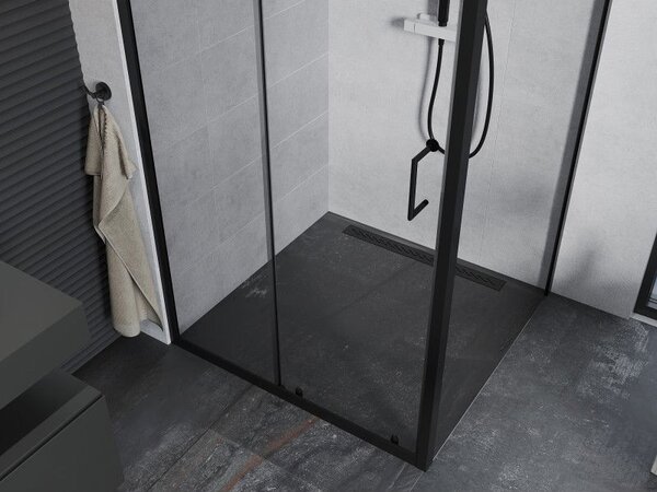Mexen Apia плъзгаща се душ кабина 90 x 90 см, прозрачна, черна - 840-090-090-70-00