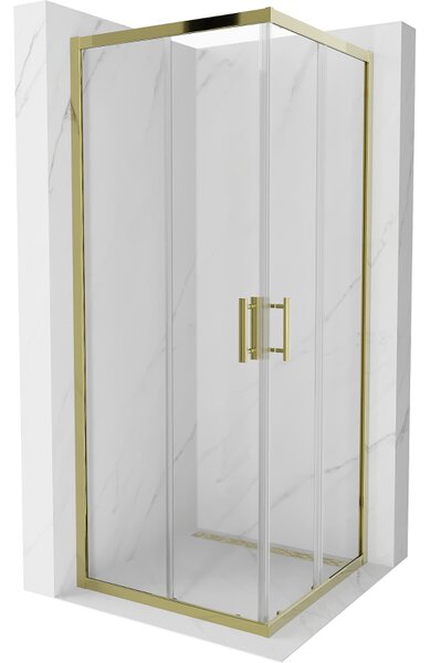 Mexen Rio квадратна душ кабина 80 x 80 см, прозрачна, златна - 860-080-080-50-00