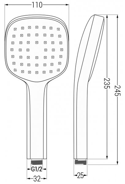 Mexen R-33 ръчен душ 1-функционален, черен - 79533-70