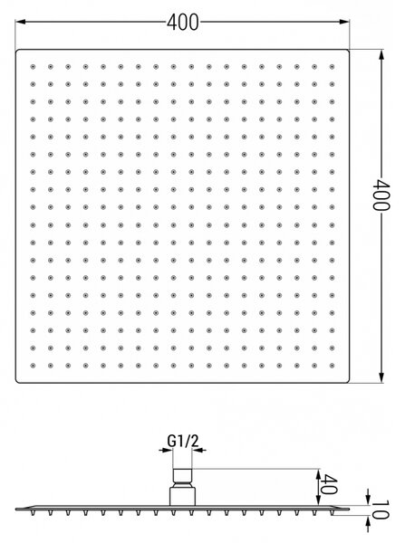 Mexen Slim дъждовен душ 40 x 40 см, черен - 79140-70