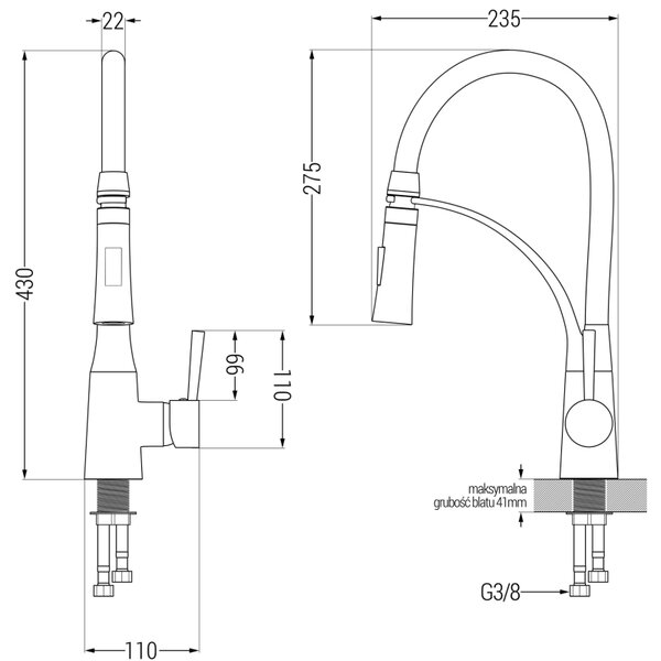 Mexen Aster кран за кухня, черен - 73450-70