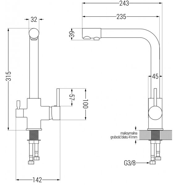 Mexen Duero кухненски смесител, черен - 671600-70