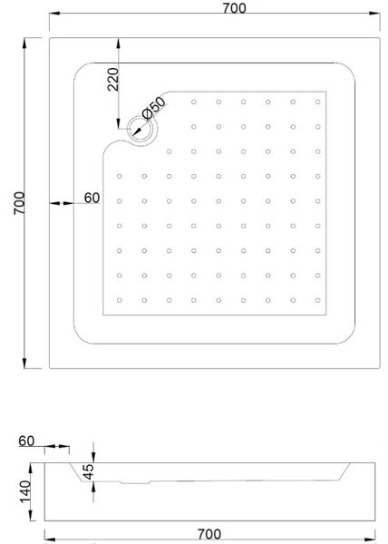 Mexen Rio квадратна душ кабина 70 x 70 см, прозрачна, черна + душ под на Rio, бял - 860-070-070-70-00-4510