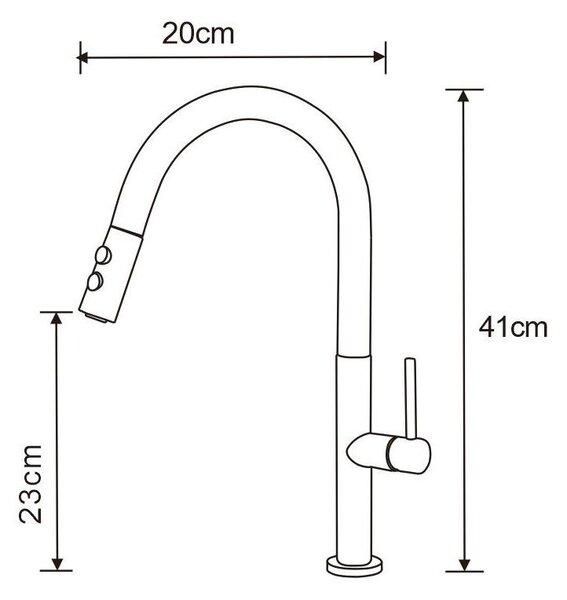 Mexen Ava кухненски смесител, черен - 672800-70