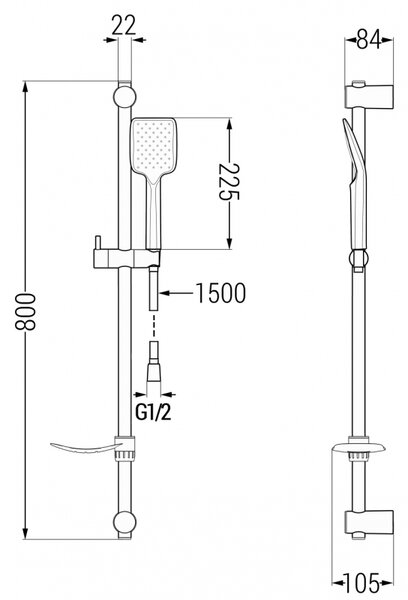 Mexen Caro DF62 комплект душ, черен - 746604DF62-70