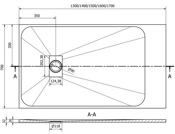 Mexen Hugo правоъгълна душ кабина SMC 140 x 70 см, бял - 42107014
