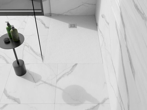 Mexen Stone+ правоъгълна композитна поддушова тава 80 x 70 см, бяла - 44107080