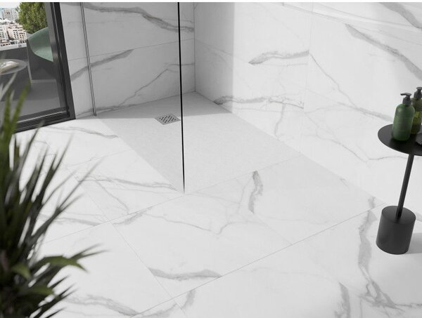 Mexen Stone+ правоъгълна композитна поддушова тава 80 x 70 см, бяла - 44107080