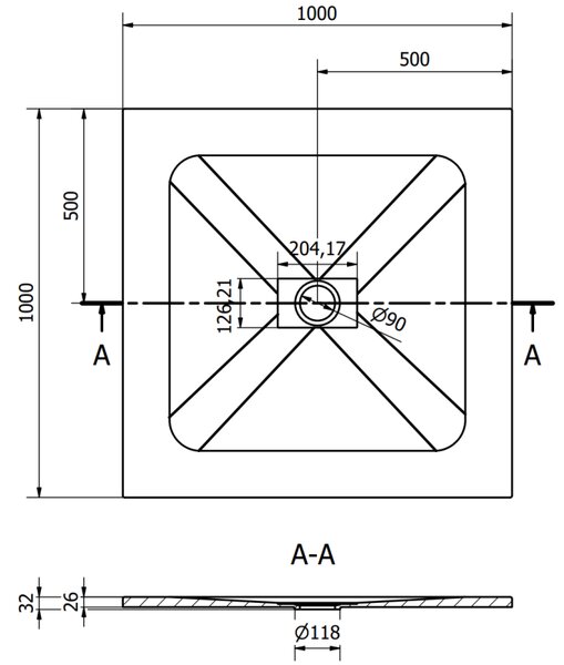 Mexen Hugo квадратен душ поддон SMC 100 x 100 см, сив - 42611010